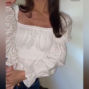 H&m white peasant top